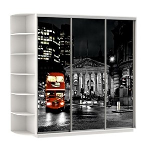 Шкаф трехдверный Экспресс, со стеллажом, 2700х600х2400, Ночной Лондон/белый снег в Заводоуковске