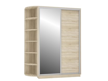 Шкаф 2-дверный Экспресс (ДСП/Зеркало) со стеллажом 1500х600х2200, дуб сонома в Тюмени - предосмотр