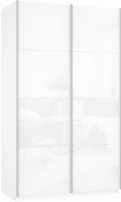 Шкаф Прайм (Белое стекло/Белое стекло) 1200x570x2300, белый снег в Тюмени - предосмотр