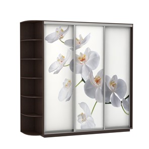 Шкаф 3-створчатый Экспресс со стеллажом, 2100х600х2400, Орхидея белая/венге в Заводоуковске