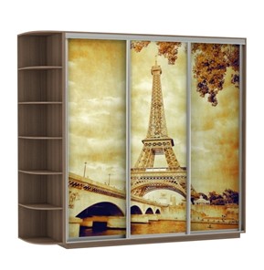 Шкаф 3-х дверный Экспресс со стеллажом, 2700х600х2400, Париж/шимо темный в Тюмени - предосмотр
