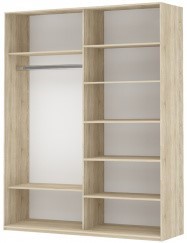 Шкаф двухдверный Прайм (ДСП/Белое стекло) 1400x570x2300, дуб сонома в Тюмени - предосмотр 1