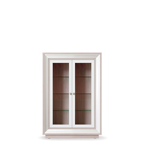 шкаф 2-х дверный (2 стеклодвери) низкий Прато 998, Ясень светлый \ жемчуг в Тюмени