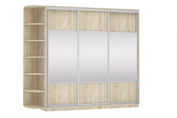 Шкаф 3-х створчатый Экспресс (Комби), со стеллажом 2700х600х2200, дуб сонома в Заводоуковске - изображение