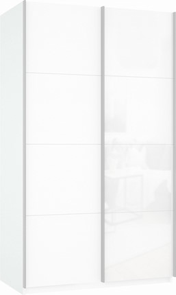 Шкаф 2-х створчатый Прайм (ДСП/Белое стекло) 1200x570x2300, белый снег в Заводоуковске - изображение