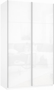 Шкаф Прайм (Белое стекло/Белое стекло) 1600x570x2300, белый снег в Ишиме