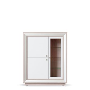шкаф 3-х дверный (1 стеклодверь) низкий Прато 1179, Ясень светлый \ жемчуг в Тюмени