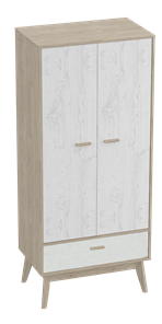 Шкаф для одежды Калгари, Дуб натуральный светлый/Белый матовый в Тюмени - предосмотр