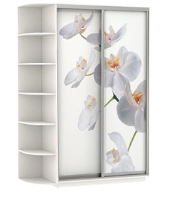 Шкаф Экспресс 1900x600x2400, со стеллажом, Орхидея белая/белый снег в Тюмени