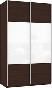 Шкаф 2-створчатый Прайм (ДСП/Белое стекло) 1200x570x2300, венге в Тюмени - предосмотр 2