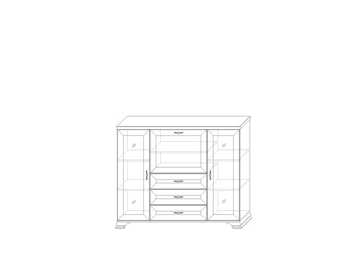Низкий шкаф (2 стеклодвери) Сиена, Бодега белый / патина золото в Заводоуковске - изображение 1