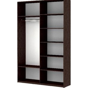 Шкаф 2-створчатый Прайм (Зеркало/Белое стекло) 1600x570x2300, венге в Тюмени - предосмотр 1
