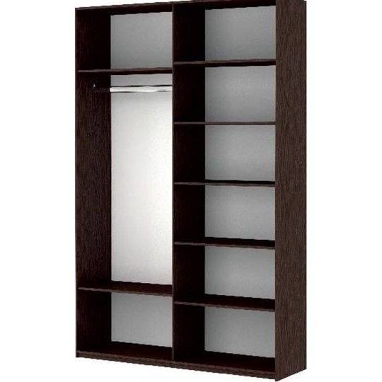 Шкаф 2-створчатый Прайм (Зеркало/Белое стекло) 1600x570x2300, венге в Тюмени - изображение 1