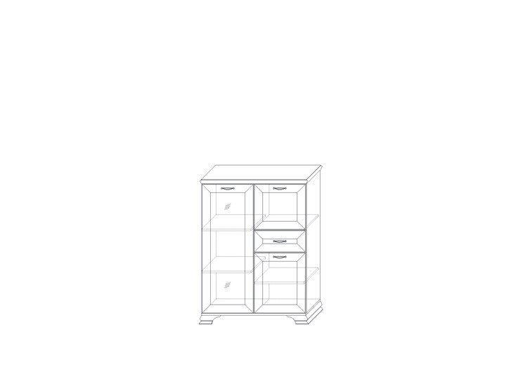 Низкий шкаф (1 стеклодверь) Сиена, Бодега белый / патина золото в Заводоуковске - изображение 1