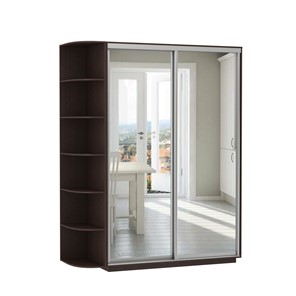 Шкаф 2-дверный Экспресс (2 зеркала), со стеллажом 1700x600x2200, венге в Тюмени - предосмотр