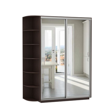 Шкаф 2-дверный Экспресс (2 зеркала), со стеллажом 1700x600x2200, венге в Тюмени - изображение
