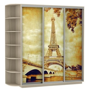 Шкаф трехдверный Экспресс со стеллажом, 2400х600х2400, Париж/шимо светлый в Тюмени
