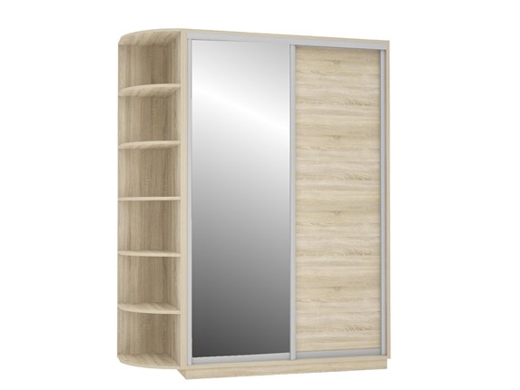 Шкаф 2-дверный Экспресс (ДСП/Зеркало), со стеллажом, 1900х600х2200, дуб сонома в Заводоуковске - изображение