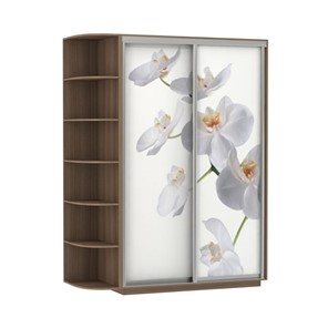 Шкаф 2-дверный Экспресс 1500x600x2200, со стеллажом, Орхидея белая/шимо темный в Заводоуковске