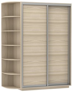 Шкаф 2-х дверный Экспресс (ДСП) со стеллажом 1500х600х2200, шимо светлый в Тюмени