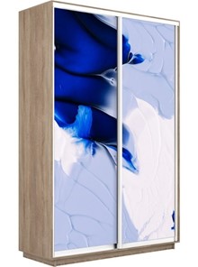 Шкаф 2-х створчатый Экспресс 1200x450x2400, Абстракция бело-голубая/дуб сонома в Тюмени