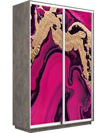 Шкаф-купе 2-х дверный Экспресс 1200x600x2200, Абстракция розовая/бетон в Тюмени - изображение