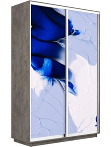 Шкаф-купе Экспресс 1400x450x2200, Абстракция бело-голубая/бетон в Тюмени - предосмотр