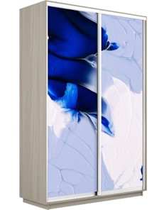 Шкаф 2-х дверный Экспресс 1400x450x2400, Абстракция бело-голубая/шимо светлый в Тюмени