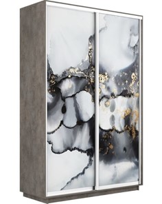 Шкаф 2-дверный Экспресс 1400x450x2400, Абстракция серая/бетон в Тюмени