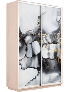 Шкаф 2-дверный Экспресс 1400x600x2400, Абстракция серая/дуб молочный в Тюмени