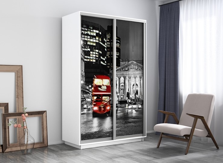 Шкаф 2-х дверный Экспресс 1400x600x2400, Ночной Лондон/белый снег в Заводоуковске - изображение 3