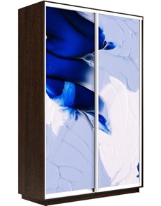 Шкаф 2-створчатый Экспресс 1600x450x2200, Абстракция бело-голубая/венге в Тюмени