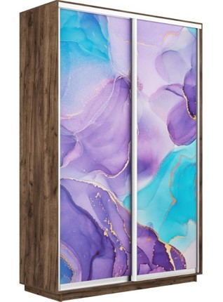 Шкаф-купе Экспресс 1600x450x2200, Абстракция фиолетовая/дуб табачный в Тюмени - изображение
