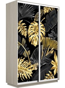 Шкаф двухдверный Экспресс 1600x450x2400, Листья золото/шимо светлый в Тюмени