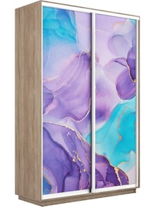 Шкаф 2-створчатый Экспресс 1600x600x2200, Абстракция фиолетовая/дуб сонома в Тюмени