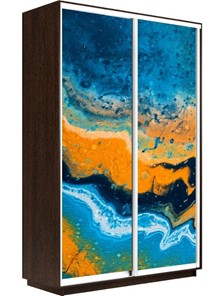 Шкаф 2-створчатый Экспресс 1600x600x2200, Абстракция оранжево-голубая/венге в Тюмени