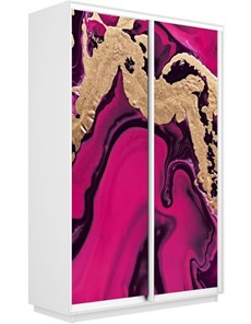 Шкаф 2-дверный Экспресс 1600x600x2200, Абстракция розовая/белый снег в Тюмени