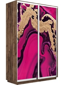 Шкаф 2-х створчатый Экспресс 1600x600x2200, Абстракция розовая/дуб табачный в Тюмени