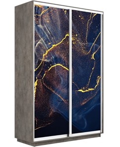 Шкаф двухдверный Экспресс 1600x600x2200, Абстракция золотая пыль/бетон в Тюмени