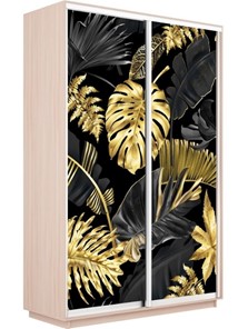 Шкаф 2-дверный Экспресс 1600x600x2200, Листья золото/дуб молочный в Тюмени