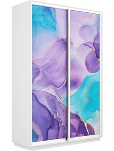Шкаф 2-х створчатый Экспресс 1600x600x2400, Абстракция фиолетовая/белый снег в Тюмени
