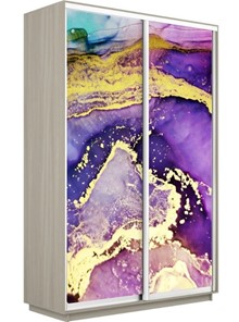 Шкаф 2-дверный Экспресс 1600x600x2400, Абстракция фиолетово-золотая/шимо светлый в Тюмени - предосмотр