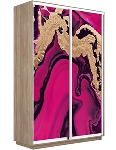 Шкаф 2-х створчатый Экспресс 1600x600x2400, Абстракция розовая/дуб сонома в Тюмени