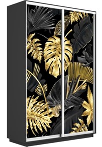 Шкаф 2-дверный Экспресс 1600x600x2400, Листья золото/серый диамант в Заводоуковске