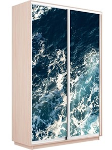 Шкаф 2-створчатый Экспресс 1600x600x2400, Морские волны/дуб молочный в Тюмени