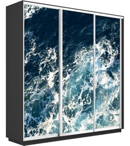 Шкаф 3-дверный Экспресс 1800х450х2200, Морские волны/серый диамант в Заводоуковске