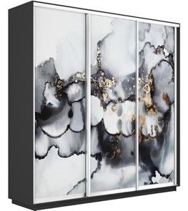 Шкаф 3-дверный Экспресс 1800х450х2400, Абстракция серая/серый диамант в Ишиме
