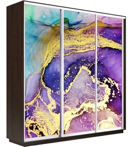 Шкаф 3-створчатый Экспресс 1800х600х2400, Абстракция фиолетово-золотая/венге в Тюмени