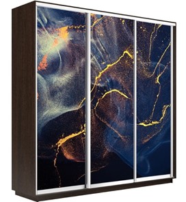 Шкаф 3-х дверный Экспресс 1800х600х2400, Абстракция золотая пыль/венге в Тюмени