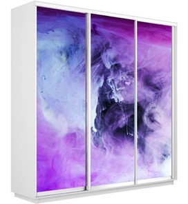 Шкаф 3-х дверный Экспресс 2100х450х2400, Фиолетовый дым/белый снег в Тюмени